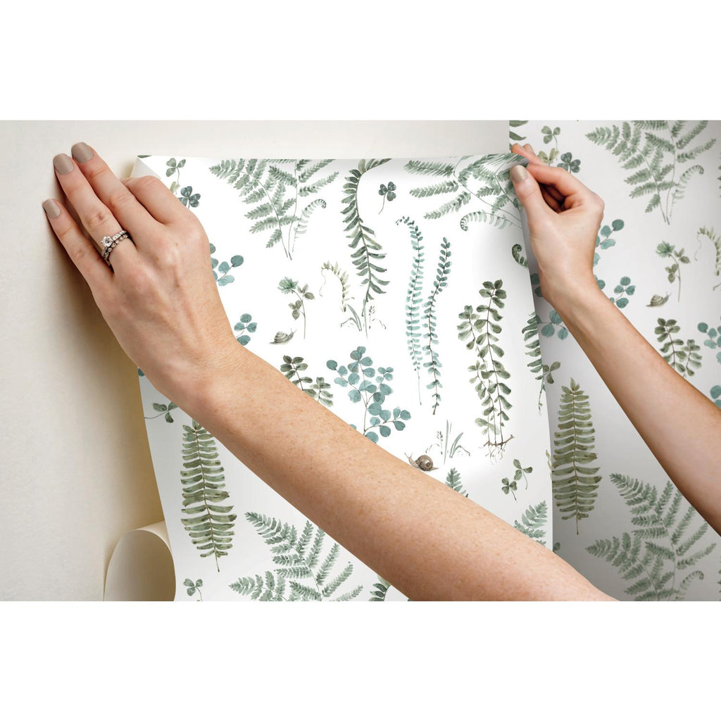 RoomMates Fern Study Peel & Stick green/white Wallpaper