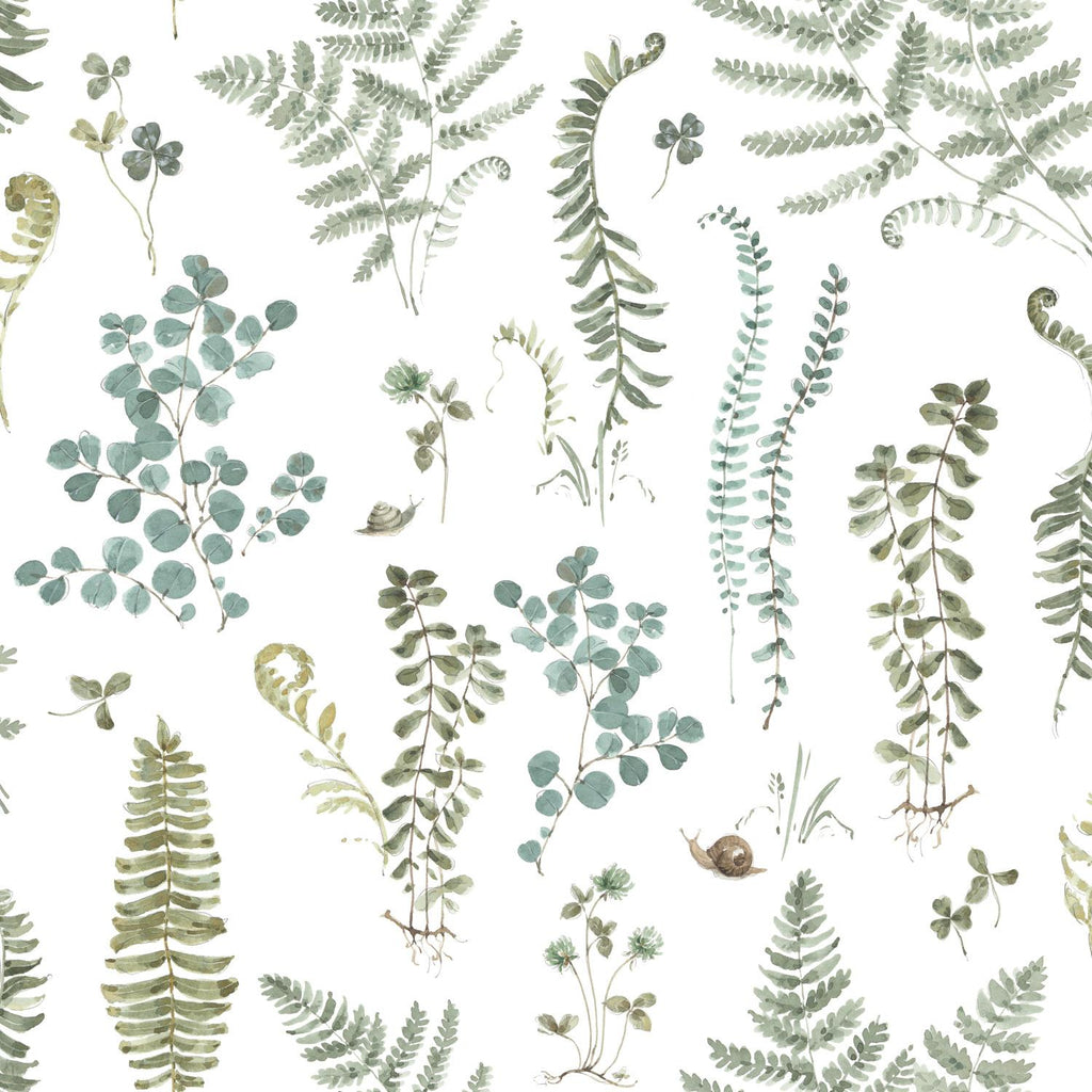 RoomMates Fern Study Peel & Stick green/white Wallpaper