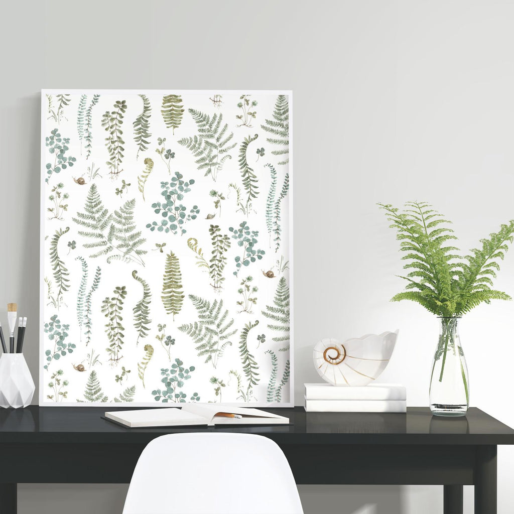 RoomMates Fern Study Peel & Stick green/white Wallpaper