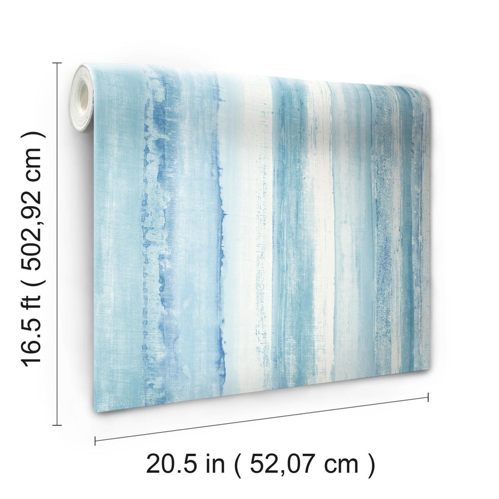 RoomMates Watercolor Stripe Blue Peel & Stick blue Wallpaper