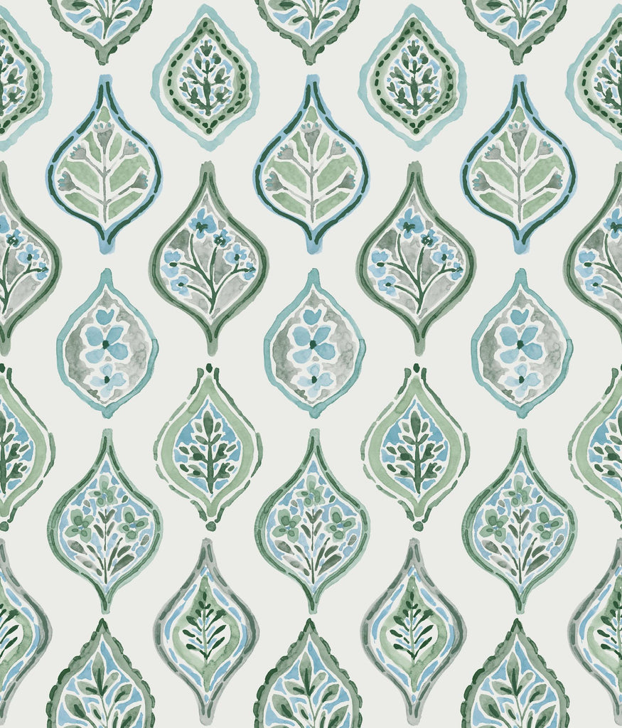 York Marketplace Motif Pale Grey/Green Wallpaper