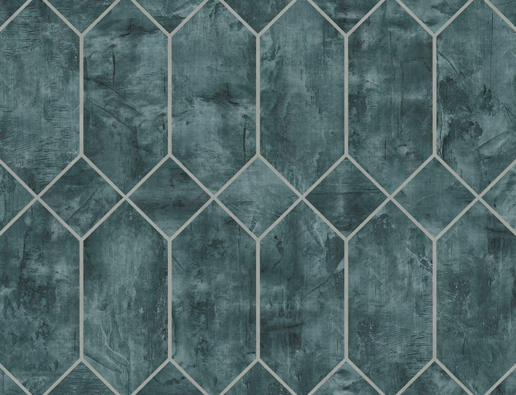 Seabrook Geo Faux Green Wallpaper