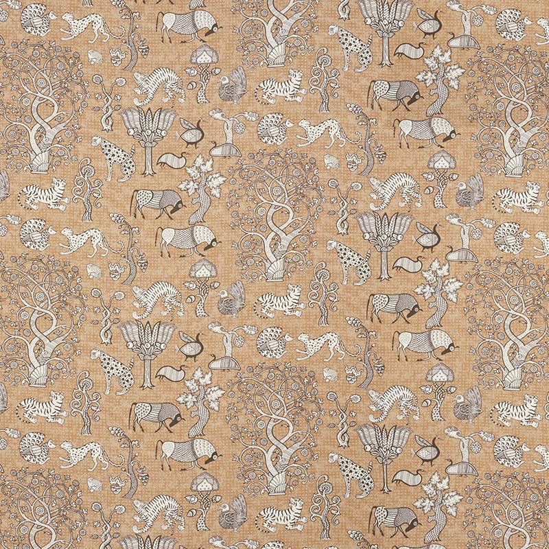 Schumacher Animalia Carbon & Sienna Fabric