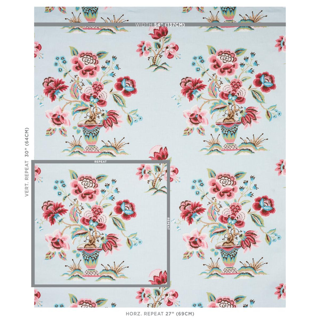 Schumacher Ashford Linen Rose And Sky Fabric