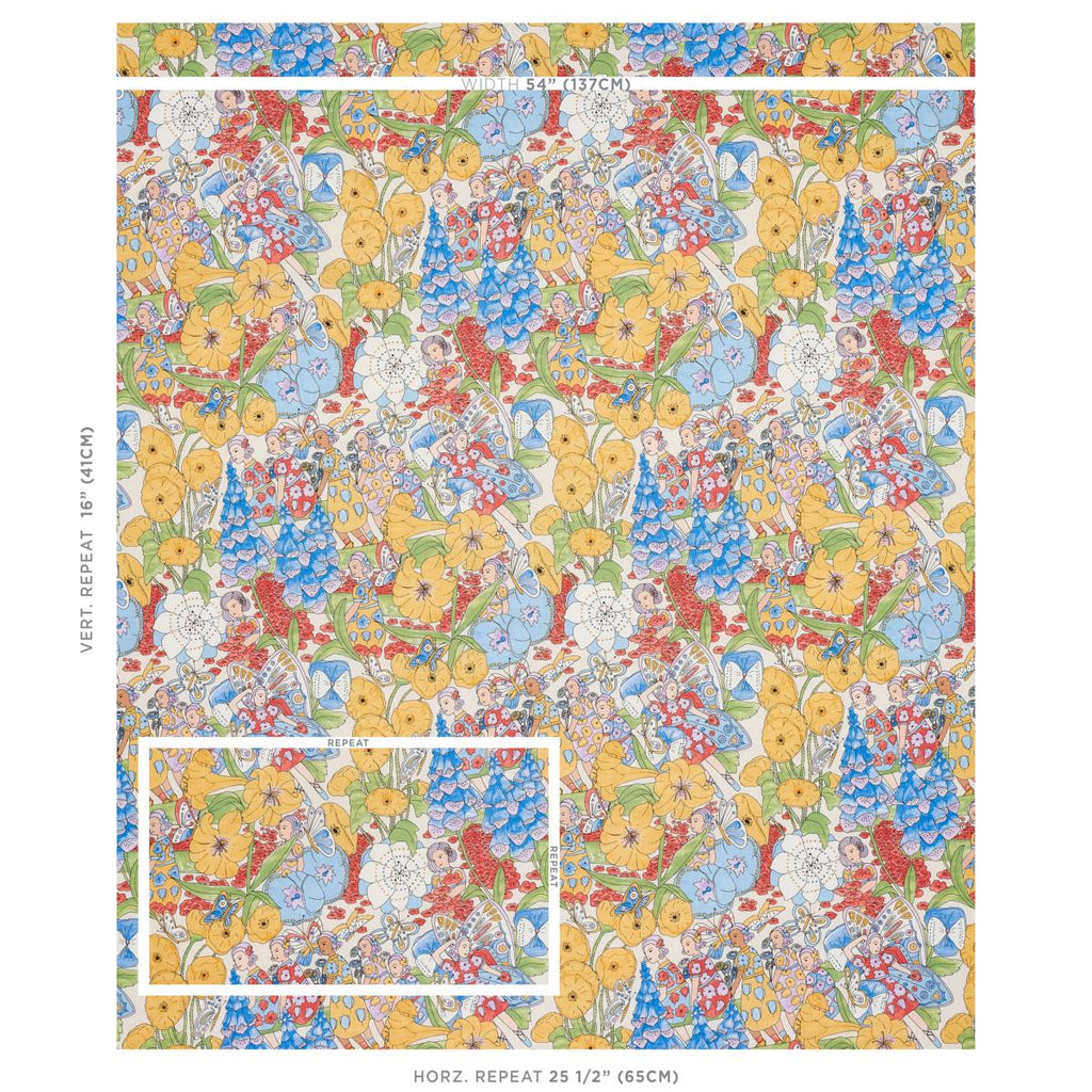 Schumacher Fairie Garden Yellow And Ivory Fabric