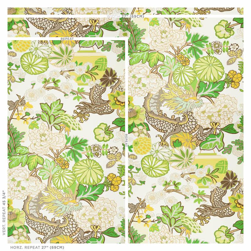 Schumacher Chiang Mai Dragon Leaf Wallpaper