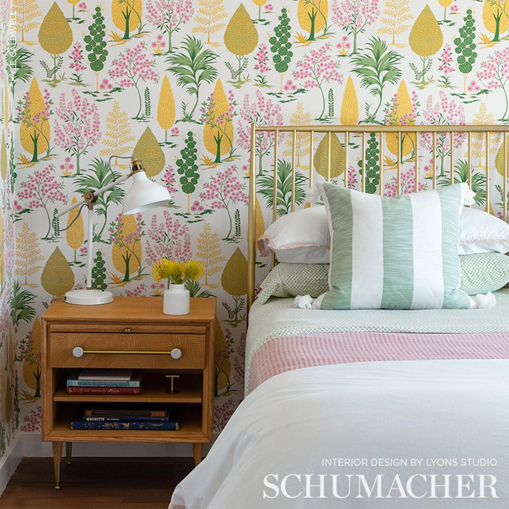 Schumacher Pandora Yellow & Pink Wallpaper