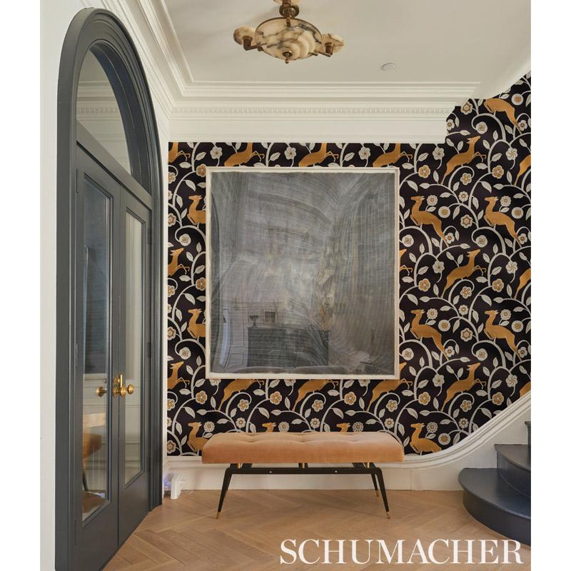 Schumacher Les Gazelles Au Bois Vinyl Natural Wallpaper