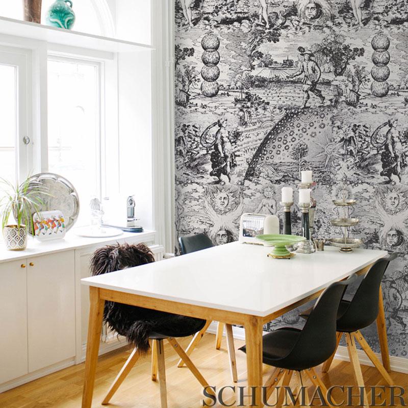 Schumacher Modern Toile Pink & Black Wallpaper