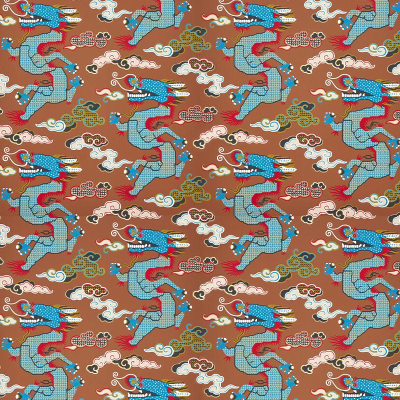 Schumacher Magical Ming Dragon Brown Wallpaper