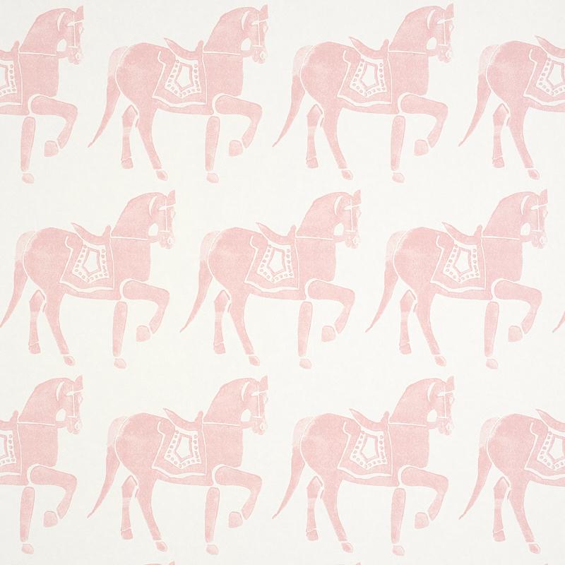 Schumacher Marwari Horse Pink Wallpaper