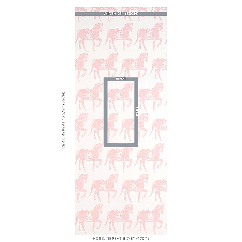 Schumacher Marwari Horse Pink Wallpaper