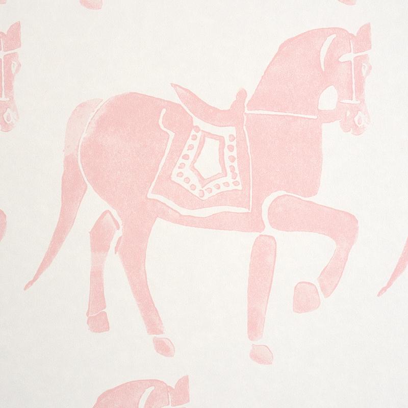 Schumacher Marwari Horse Pink Wallpaper