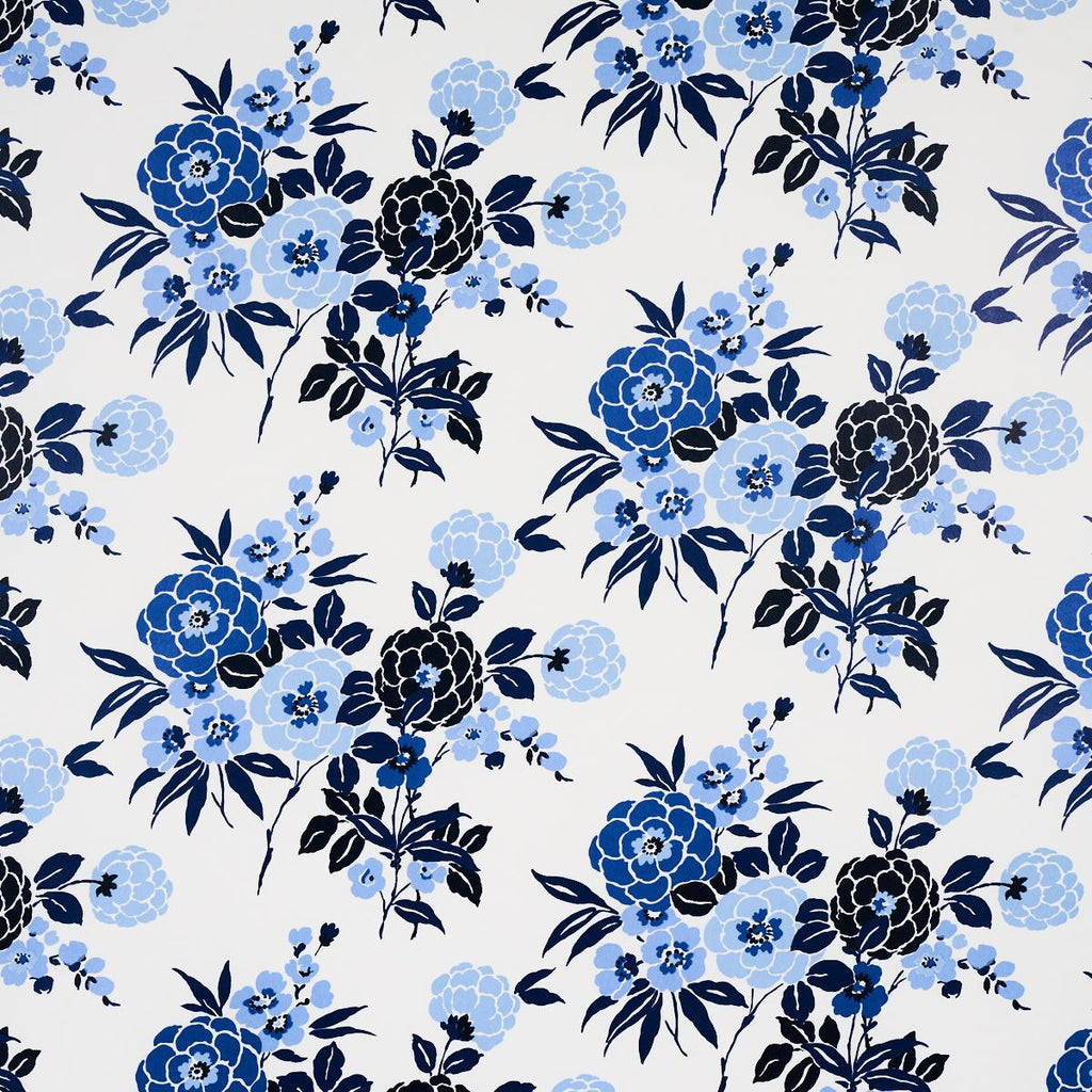 Schumacher Valentina Floral Blues Wallpaper