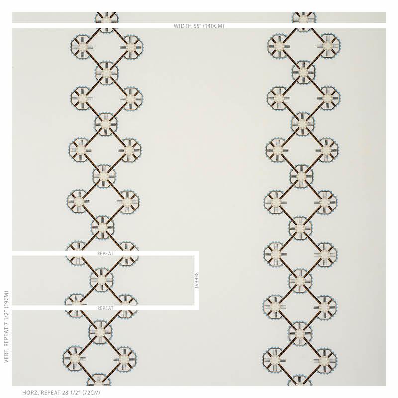 Schumacher Chamizal Embroidery Neutral & Sky Fabric