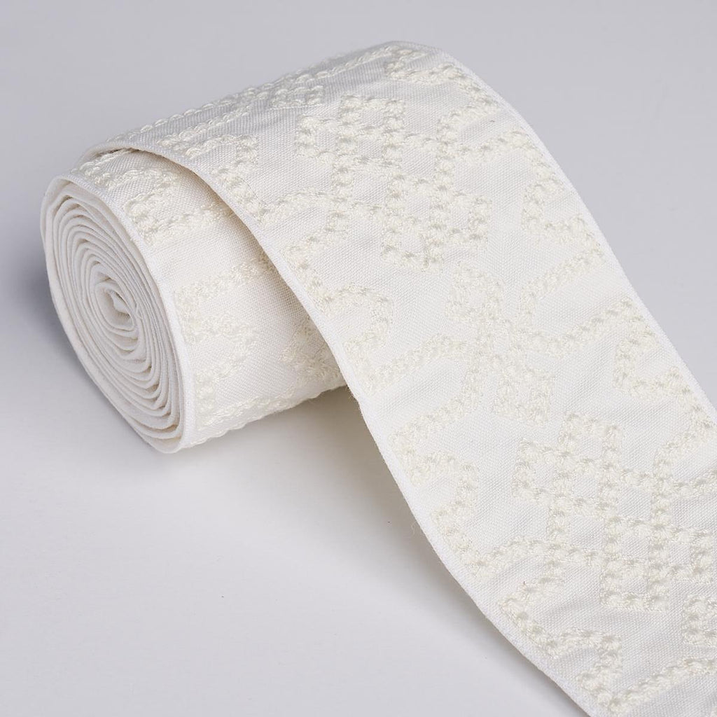 Schumacher Knotted Trellis Tape White On White Trim