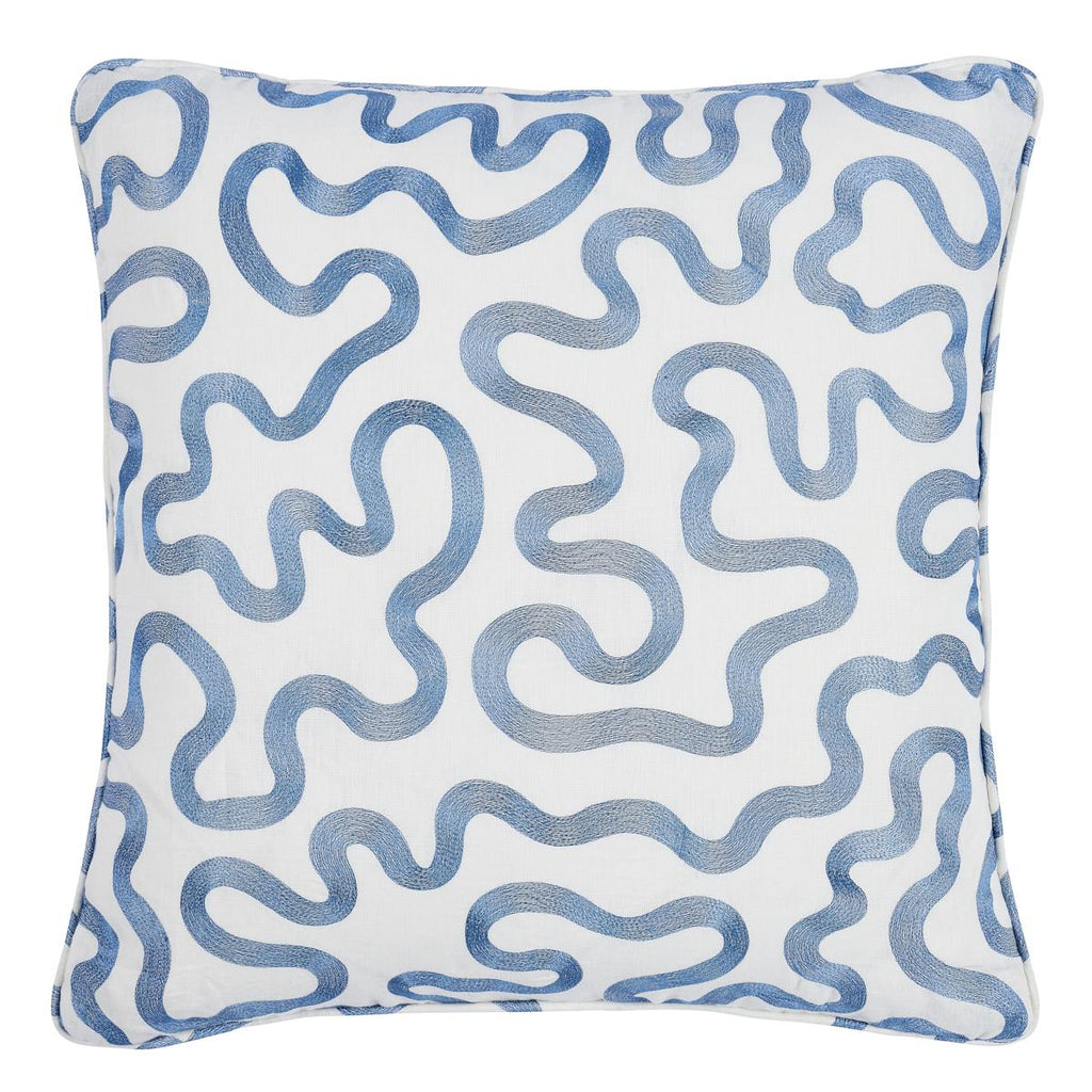 Schumacher Riley Navy On Ivory 22" x 22" Pillow