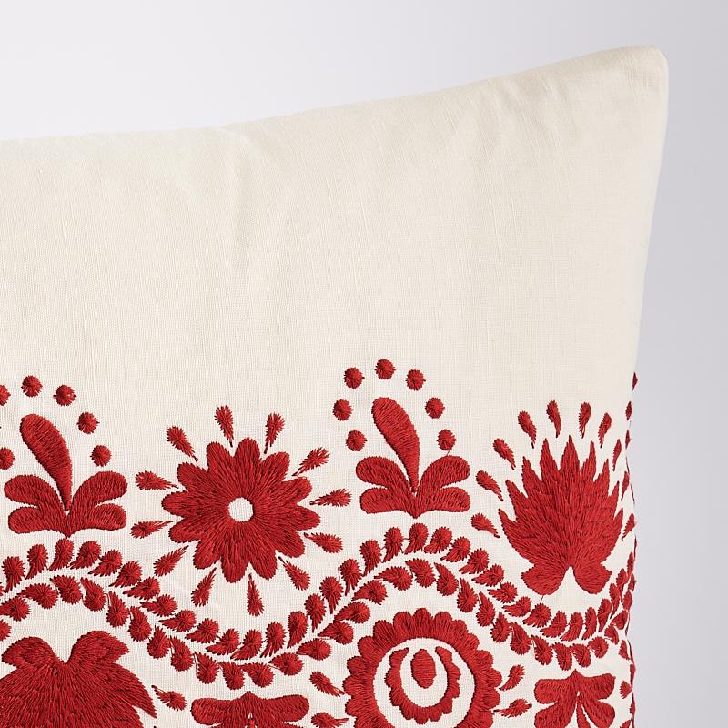 Schumacher Theodora Embroidery Red 24" x 16" Pillow