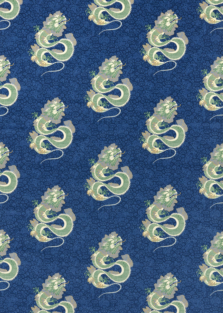 Sanderson Water Dragon Emperor Blue/Emerald Fabric