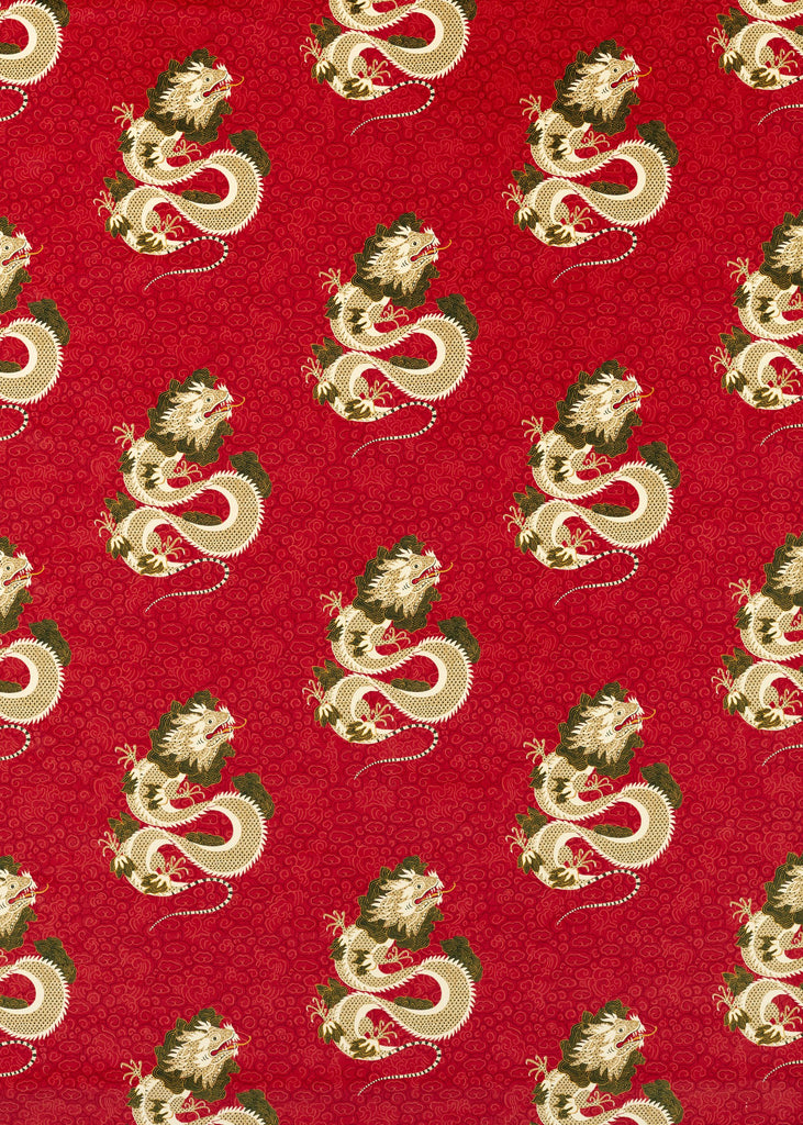 Sanderson Water Dragon Cinnabar Red Fabric