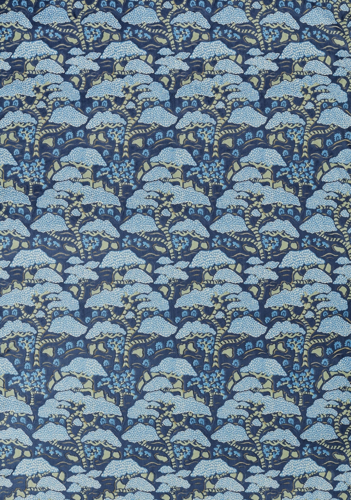 Sanderson Bonsai & Gingko Blue Fabric