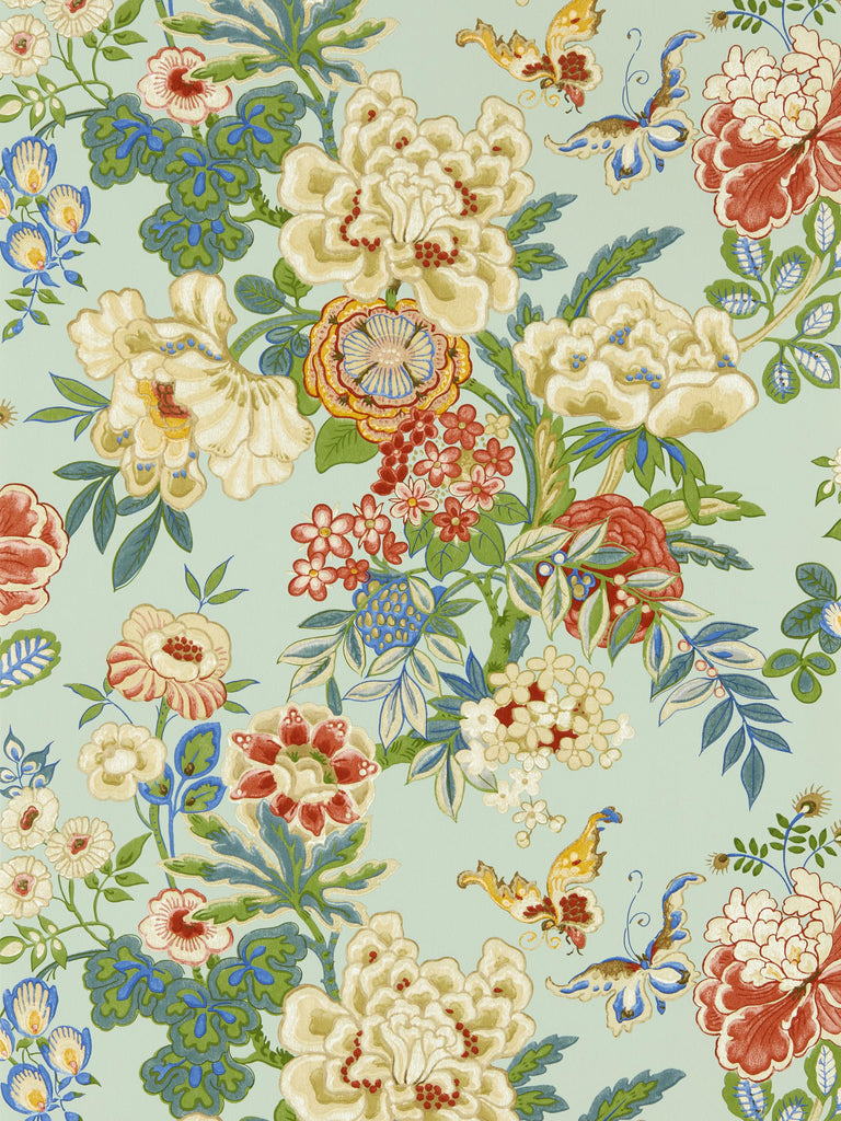 Sanderson Emperor Peony Jade/Apricot Wallpaper