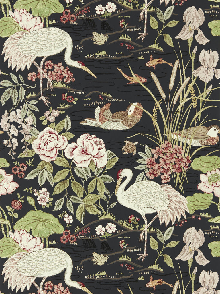 Sanderson Crane & Frog Ink Black/Multi Wallpaper