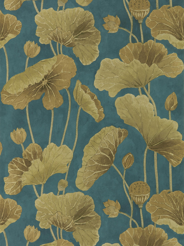 Sanderson Lotus Leaf Midnight/Copper Wallpaper