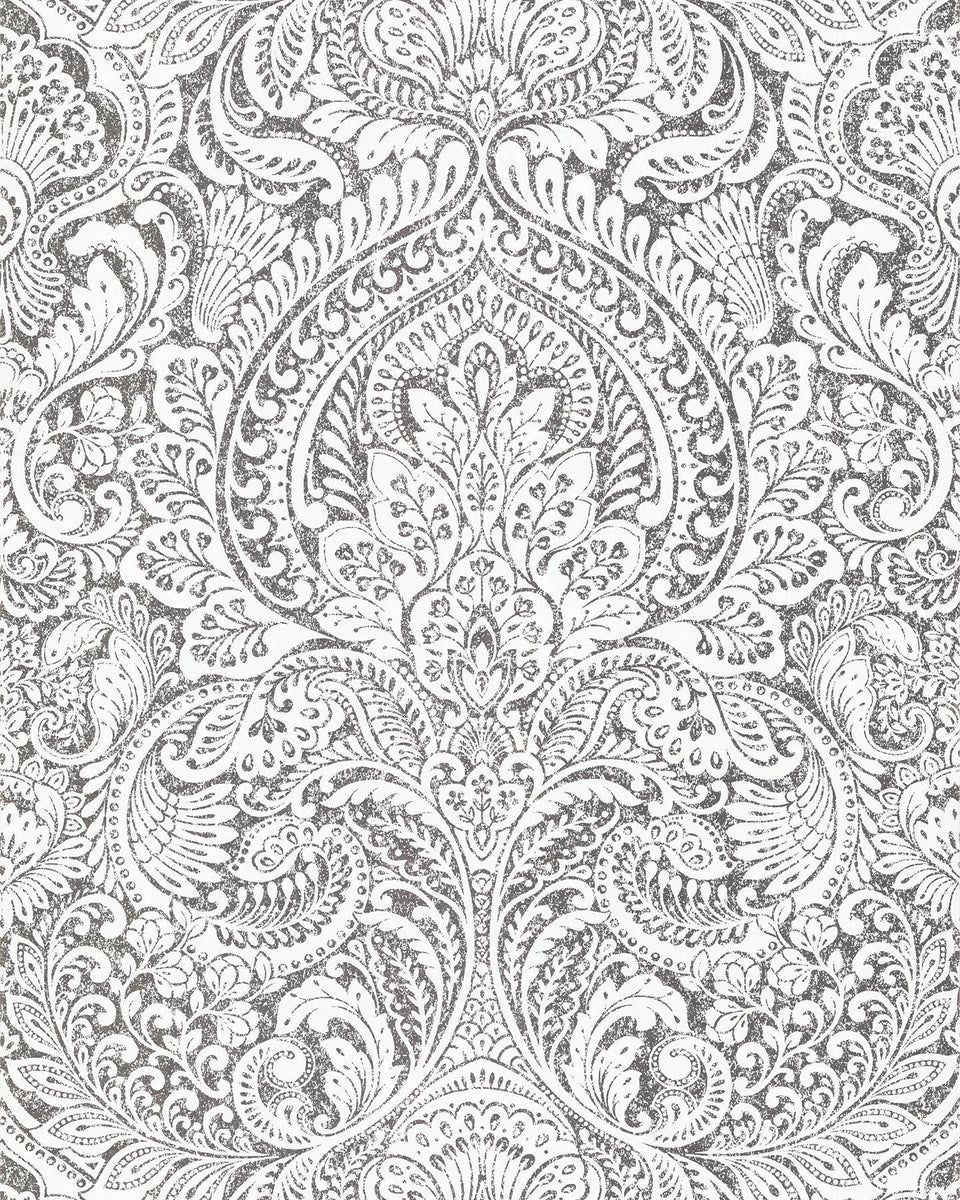 A-Street Prints Artemis Platinum Damask Wallpaper – DecoratorsBest