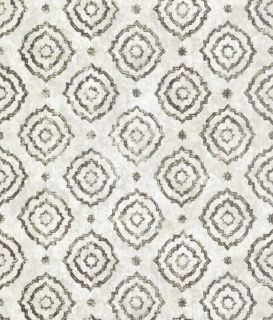 A-Street Prints Uma Platinum Medallion Wallpaper