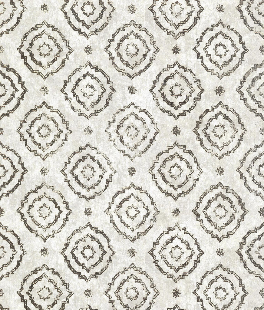 A-Street Prints Uma Medallion Platinum Wallpaper