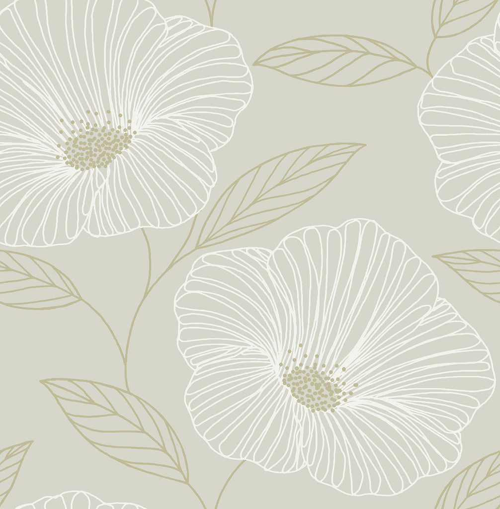 Brewster Home Fashions Floweret Peel & Stick Dove Wallpaper