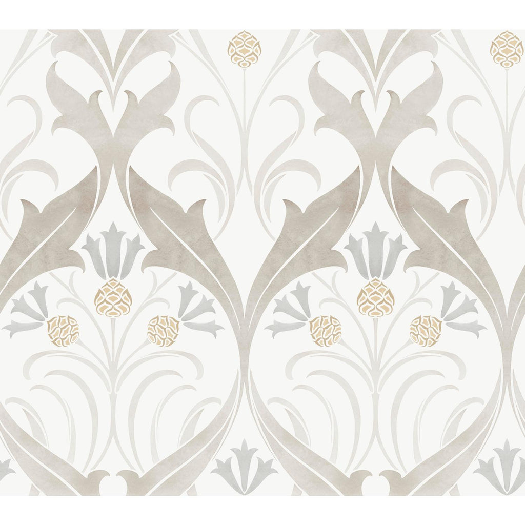 Ronald Redding Designs Pine Cone Ribbon Neutral Wallpaper