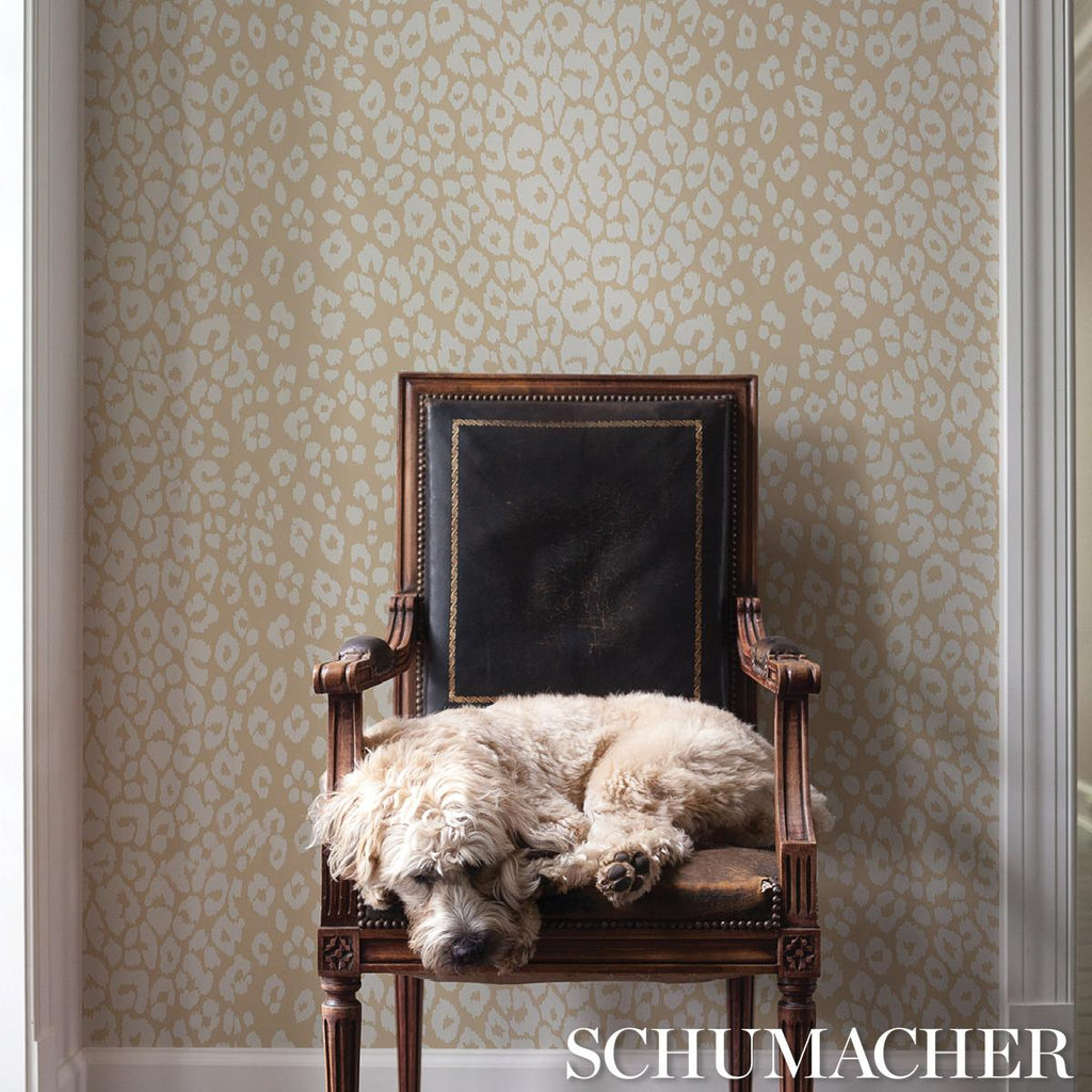 Schumacher Iconic Leopard Ivory On Neutral Wallpaper