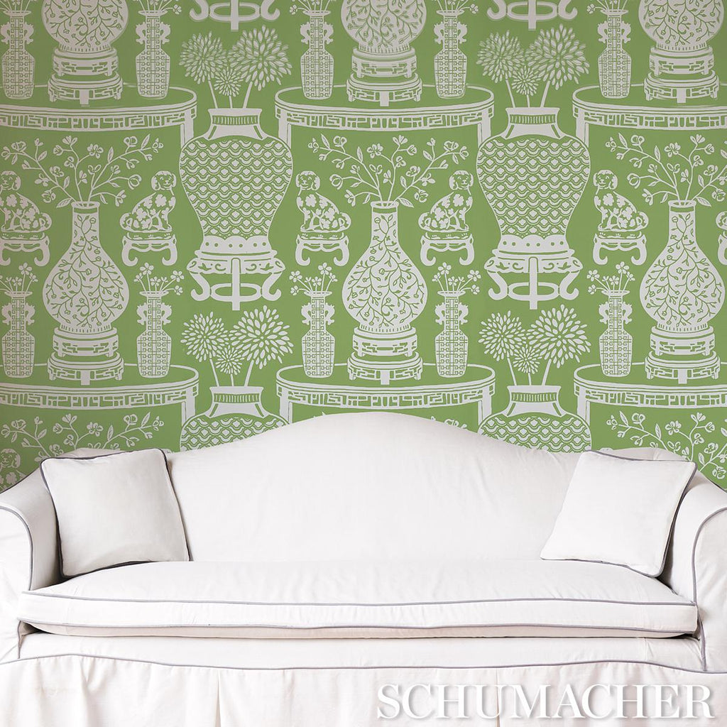 Schumacher Hellene Green Wallpaper