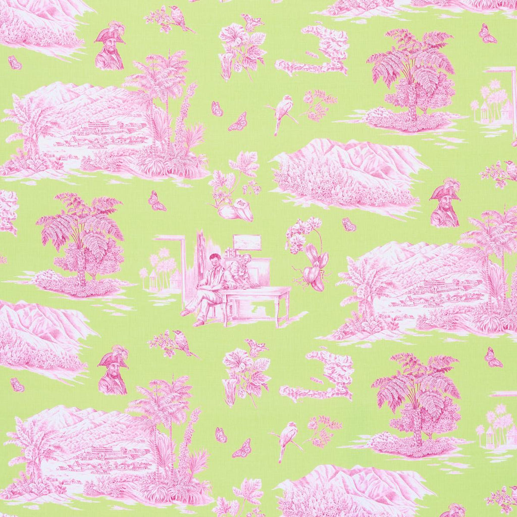 Schumacher Toussaint Toile Pink & Green Fabric