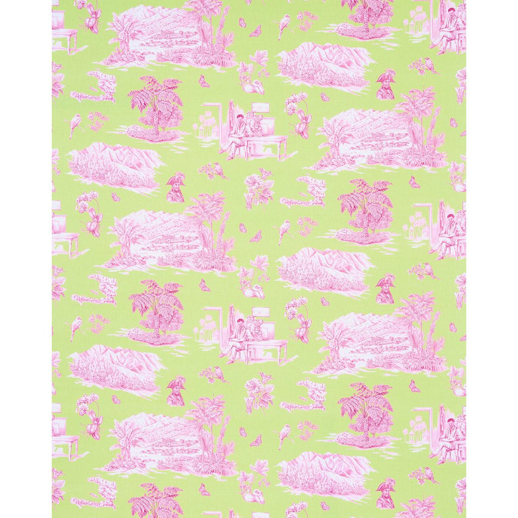 Schumacher Toussaint Toile Pink & Green Fabric