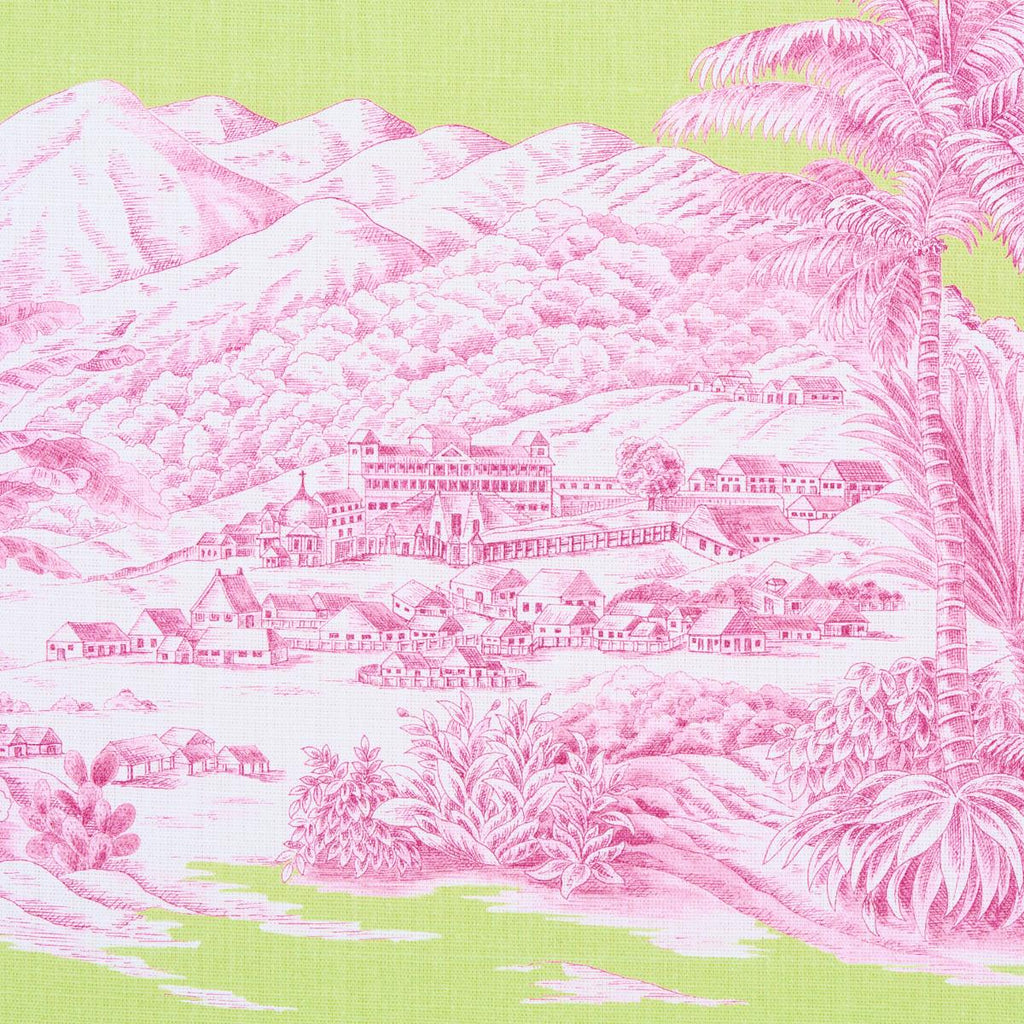 Schumacher Toussaint Toile Pink & Green Fabric