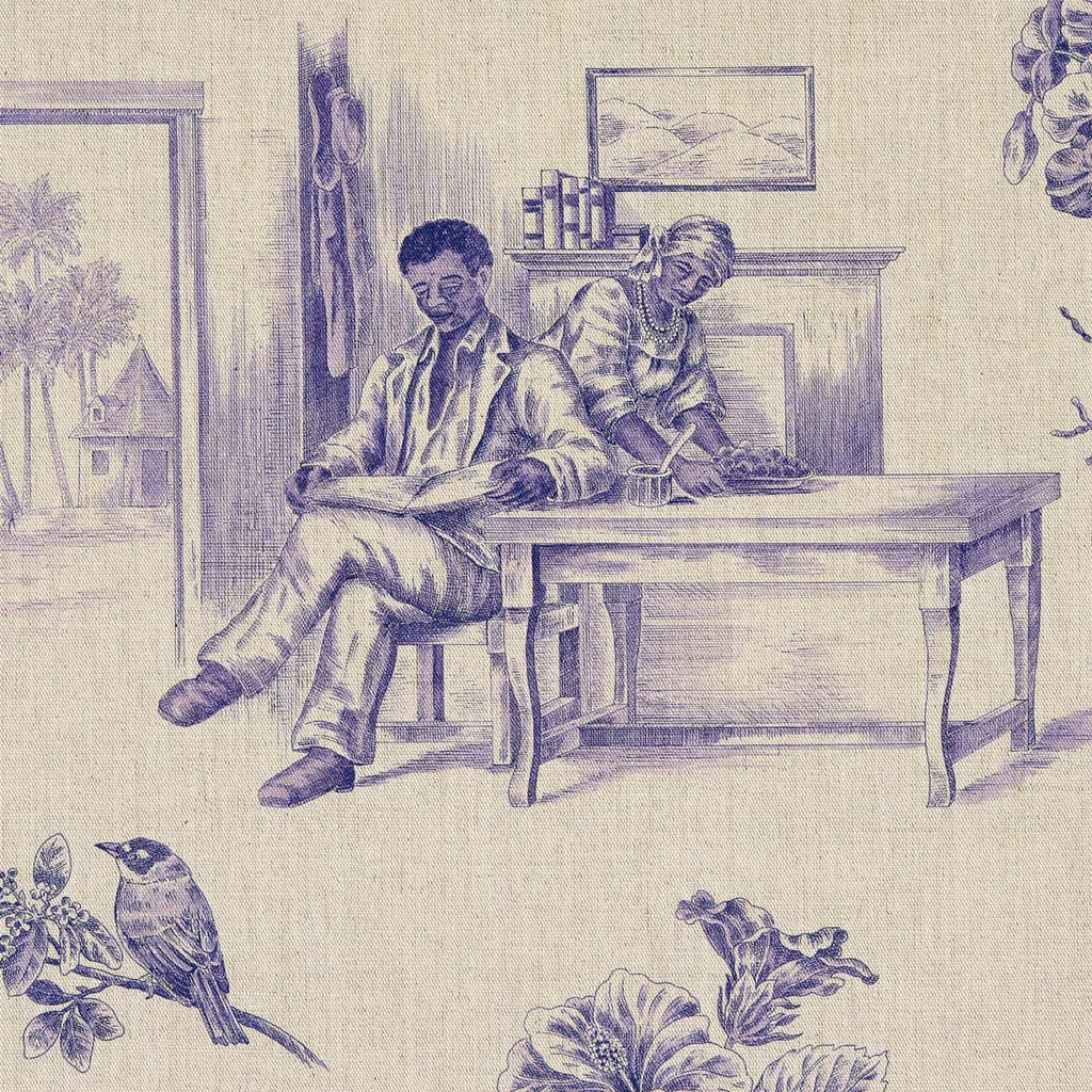 Schumacher Toussaint Toile Purple Fabric