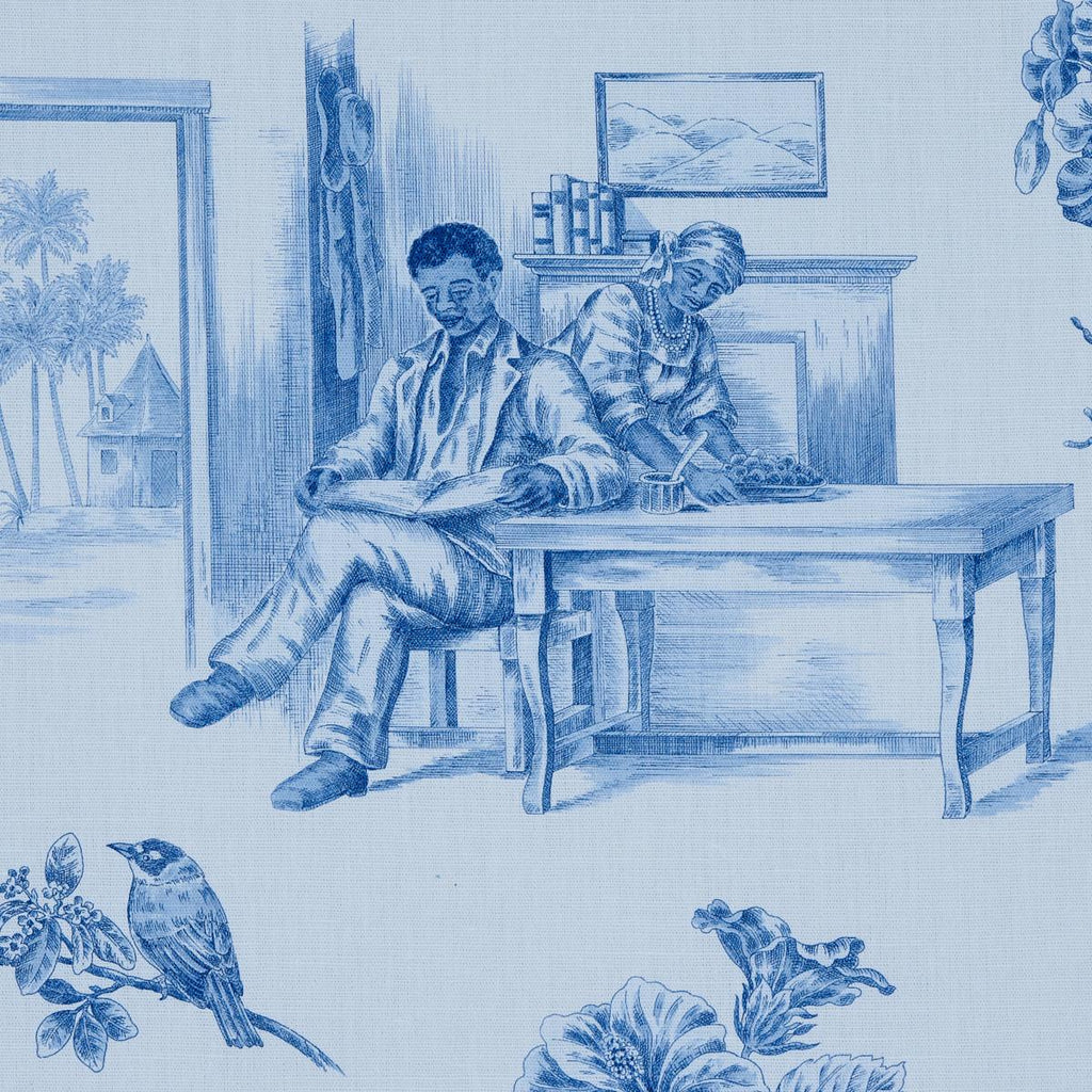 Schumacher Toussaint Toile Blue & Sky Fabric