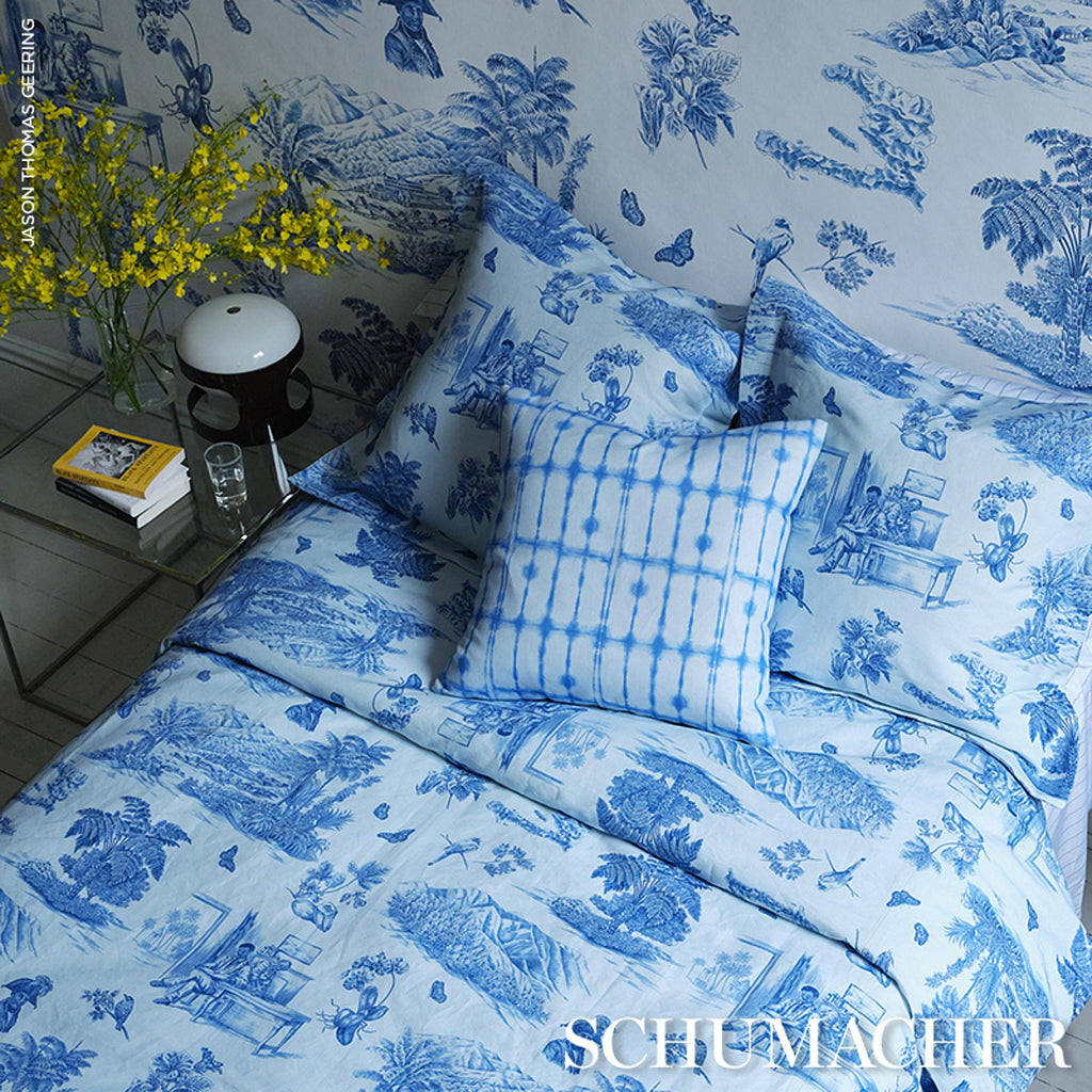 Schumacher Toussaint Toile Blue & Sky Fabric