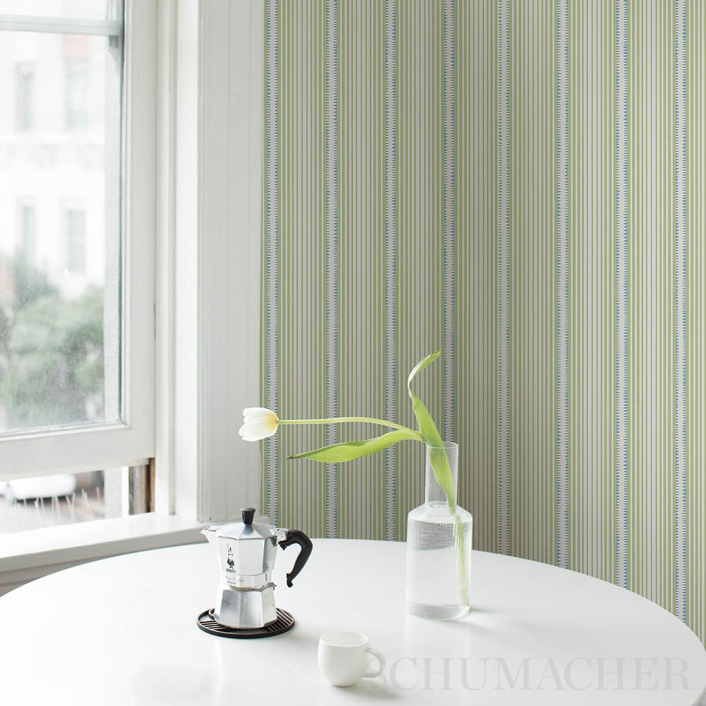 Schumacher Moncorvo Green & Blue Wallpaper