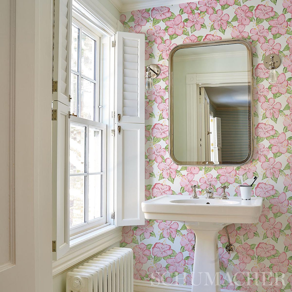 Schumacher Fabienne Pink Wallpaper