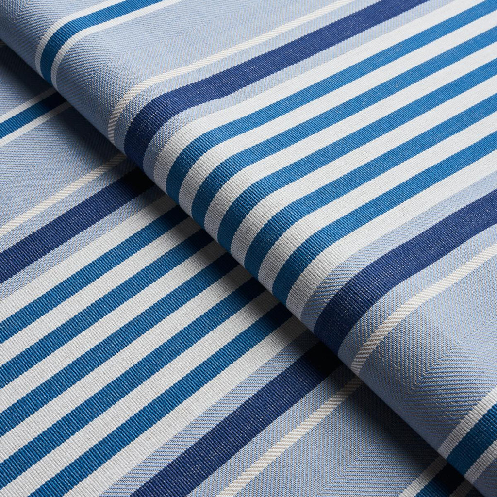 Schumacher Minzer Cotton Stripe Blue Fabric