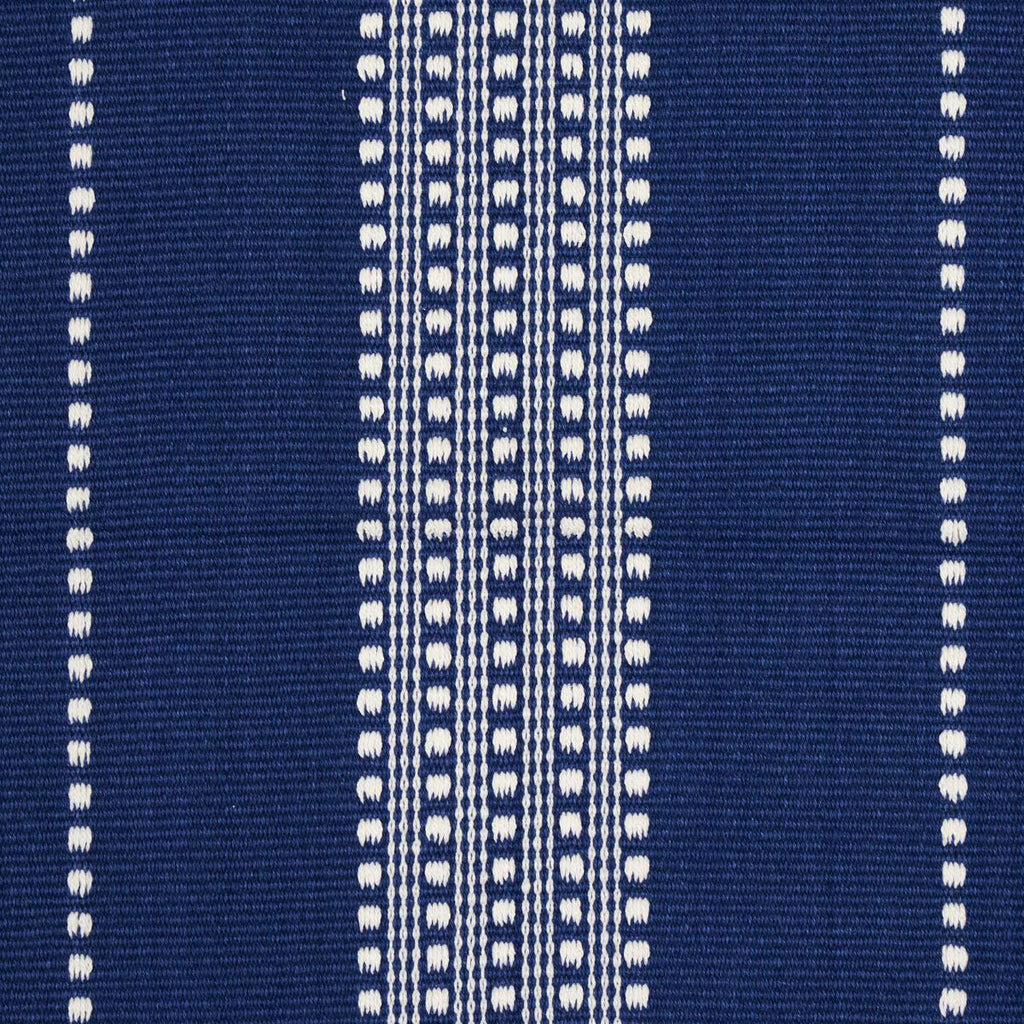 Schumacher Lubeck Stripe Ivory On Blue Fabric