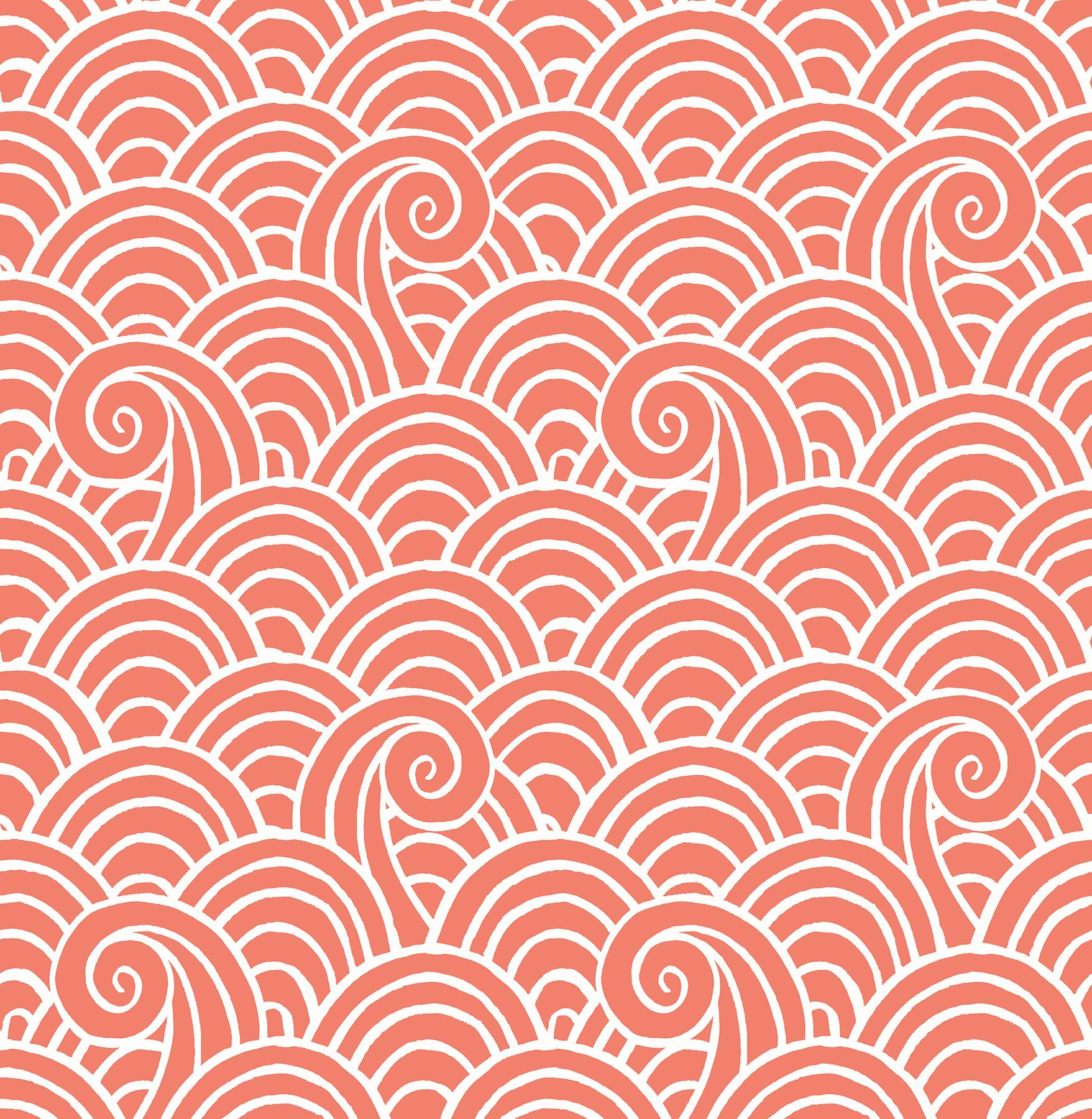 A-Street Prints Alorah Wave Coral Wallpaper | DecoratorsBest