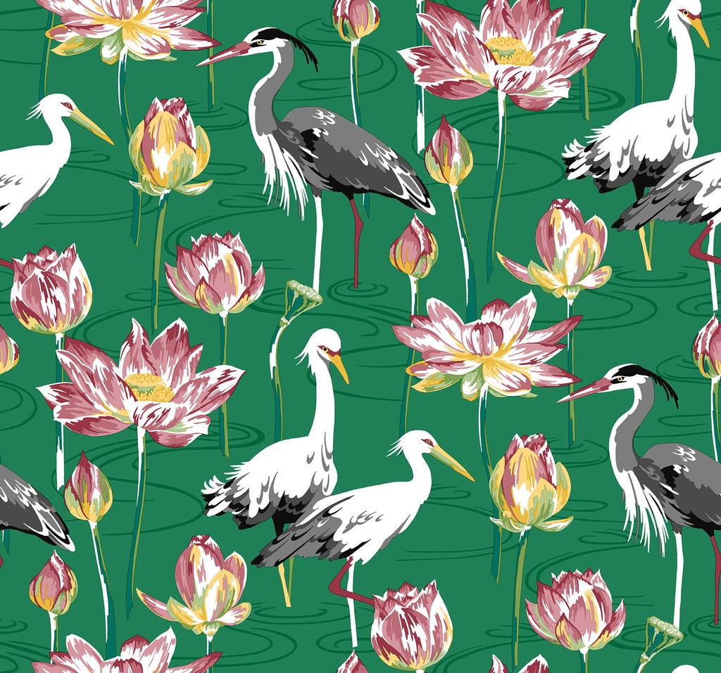 A-Street Prints Barton Heron Green Wallpaper