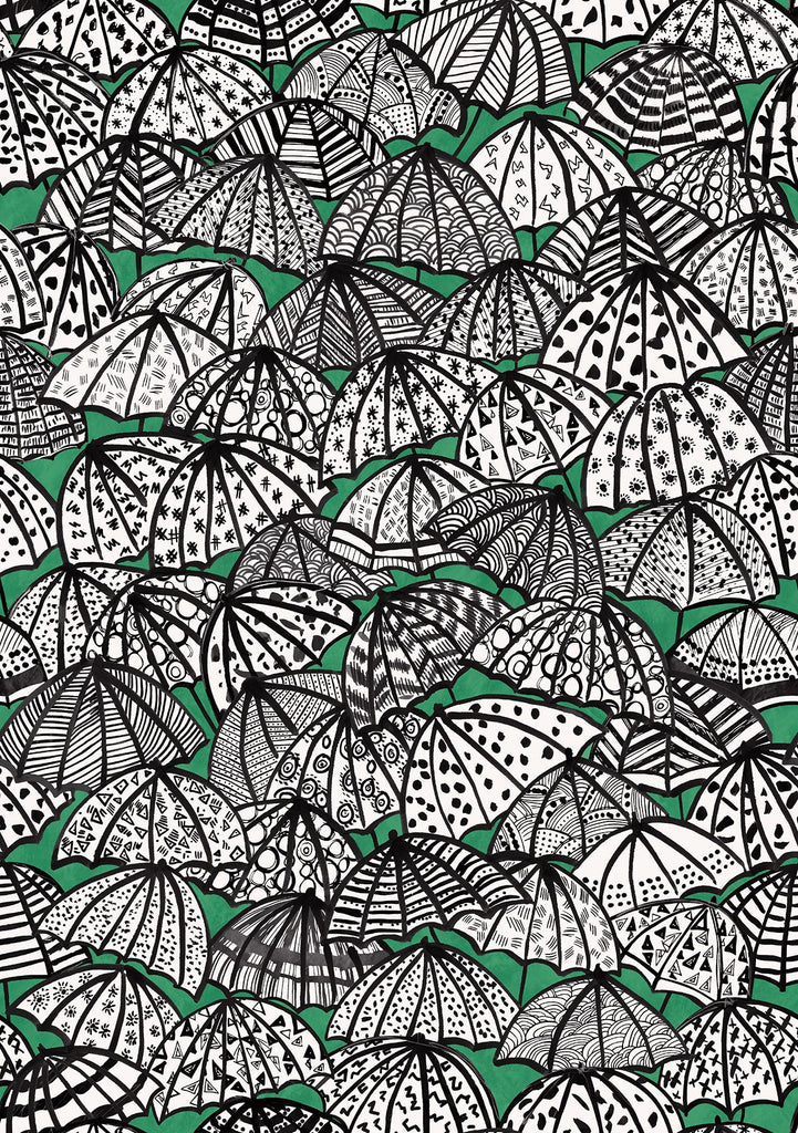 Brewster Home Fashions Dara Jolly Brollies Green Wallpaper