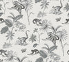 York Botanicals & Lemurs Peel And Stick Gray Wallpaper