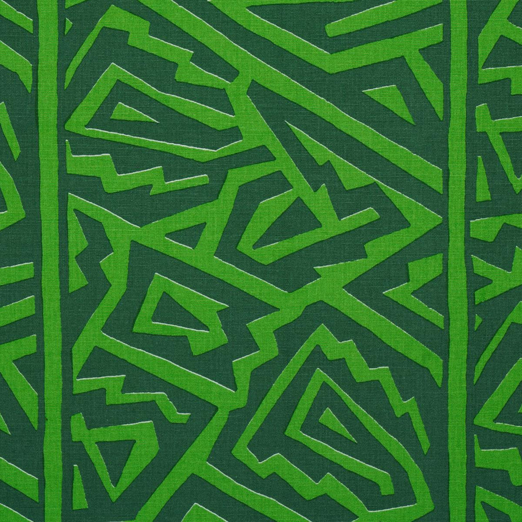 Schumacher Jagged Maze Green Fabric